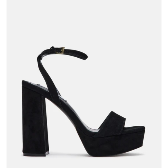 Steve Madden Lessa Black Suede women's platform sandals Size 10 - Picture 1 of 6